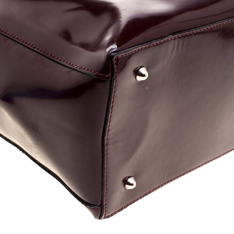 Pre Owned Anya Hindmarch Burgundy Patent Leather Tote