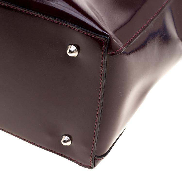 Pre Owned Anya Hindmarch Burgundy Patent Leather Tote