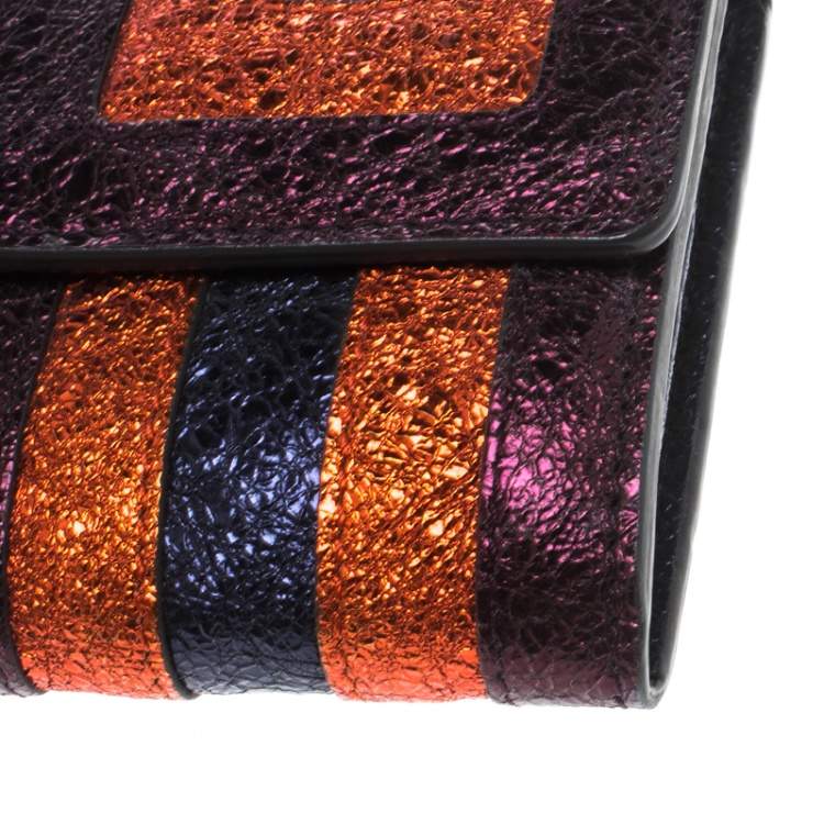 Pre Owned Anya Hindmarch Metallic Multicolor Ceramic Effect Patent Leather Continental Wallet