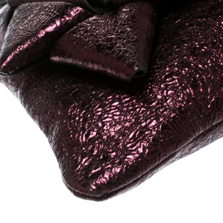 Pre Owned Anya Hindmarch Metallic Purple Scrooge Wristlet Pouch