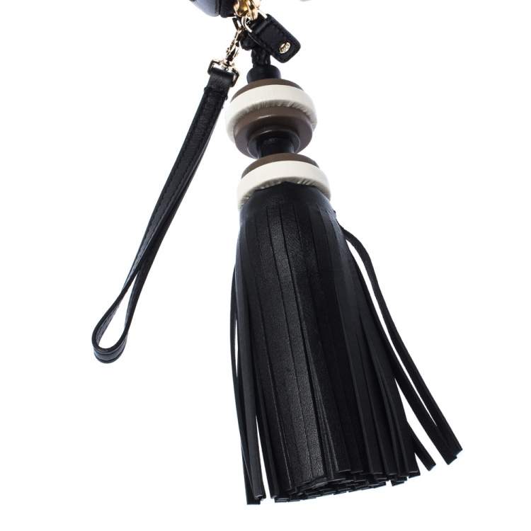 Pre Owned Anya Hindmarch Black Leather Cylinder All Sorts Wristlet Clutch 