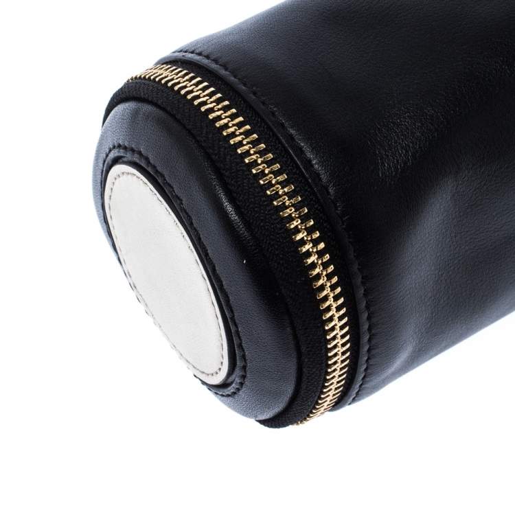 Pre Owned Anya Hindmarch Black Leather Cylinder All Sorts Wristlet Clutch 