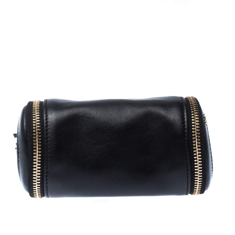 Pre Owned Anya Hindmarch Black Leather Cylinder All Sorts Wristlet Clutch 
