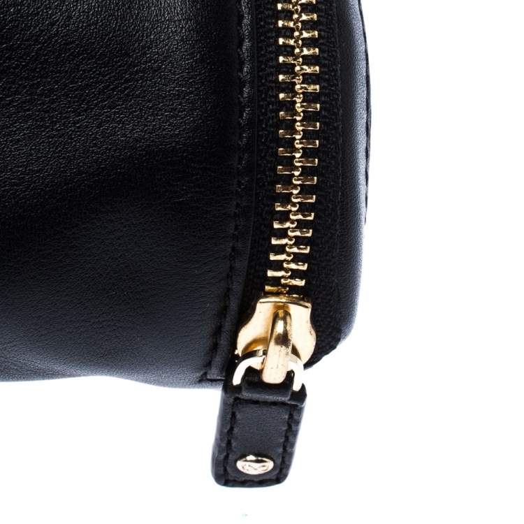 Pre Owned Anya Hindmarch Black Leather Cylinder All Sorts Wristlet Clutch 