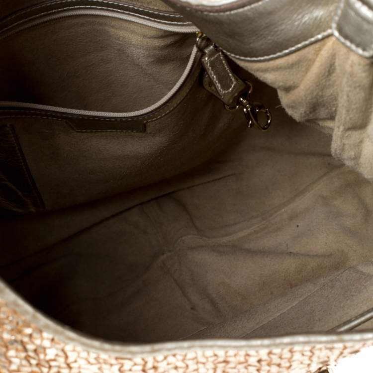 Pre Owned Anya Hindmarch Metallic Gold Woven Leather Jethro Hobo