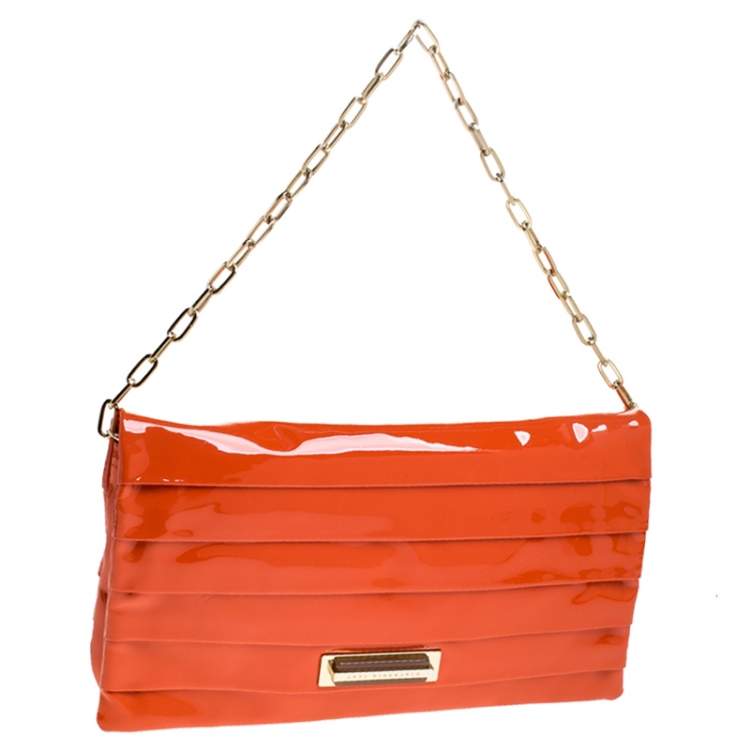 Pre Owned Anya Hindmarch Orange Patent Leather Shoulder Bag