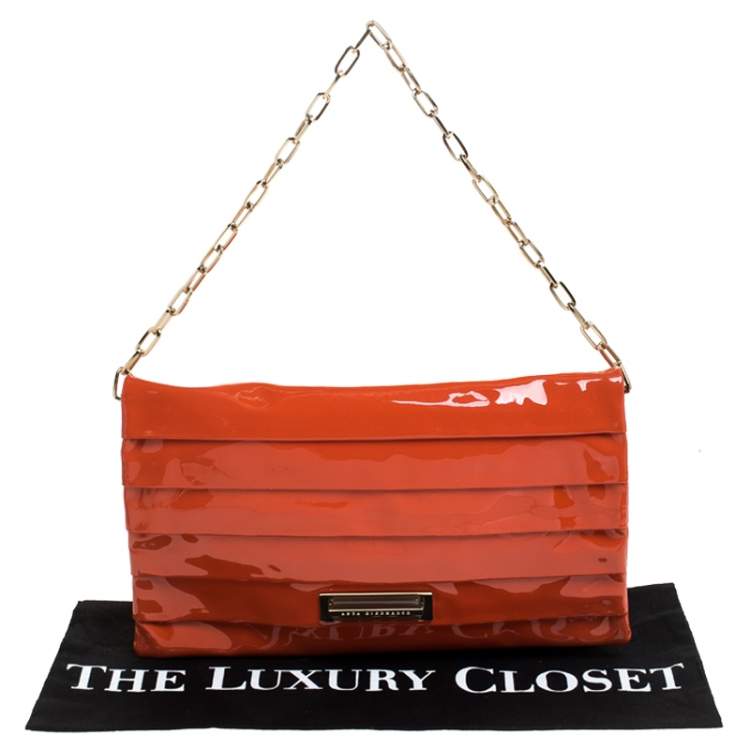 Pre Owned Anya Hindmarch Orange Patent Leather Shoulder Bag
