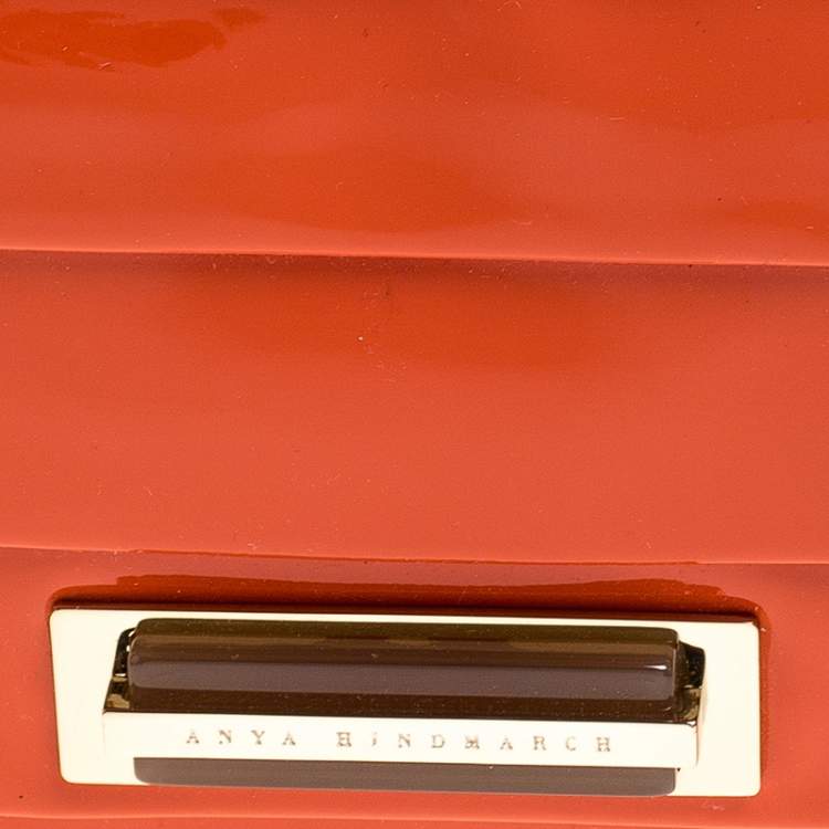Pre Owned Anya Hindmarch Orange Patent Leather Shoulder Bag