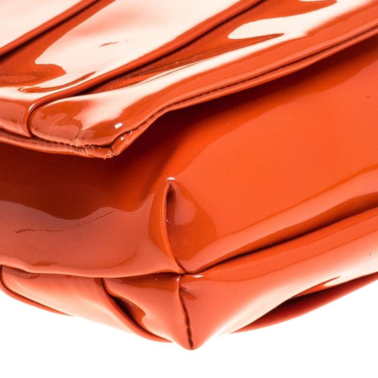 Pre Owned Anya Hindmarch Orange Patent Leather Shoulder Bag