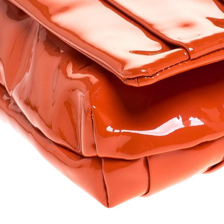 Pre Owned Anya Hindmarch Orange Patent Leather Shoulder Bag