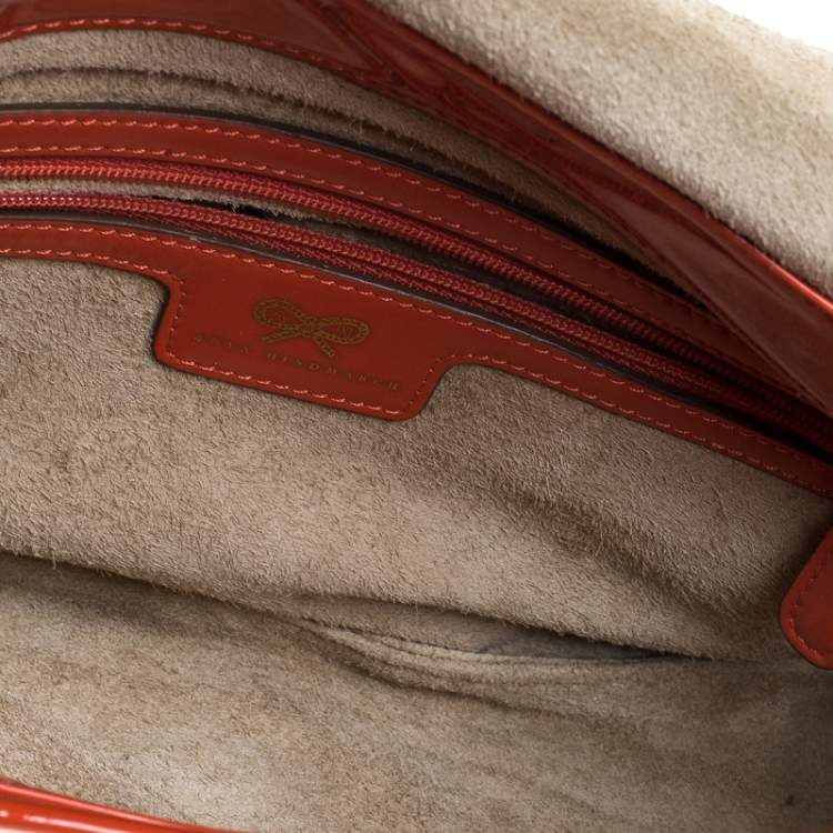 Pre Owned Anya Hindmarch Orange Patent Leather Shoulder Bag