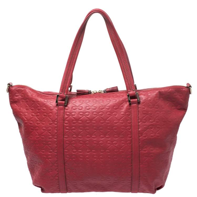Pre Owned Anya Hindmarch Red Leather Tassel Tote