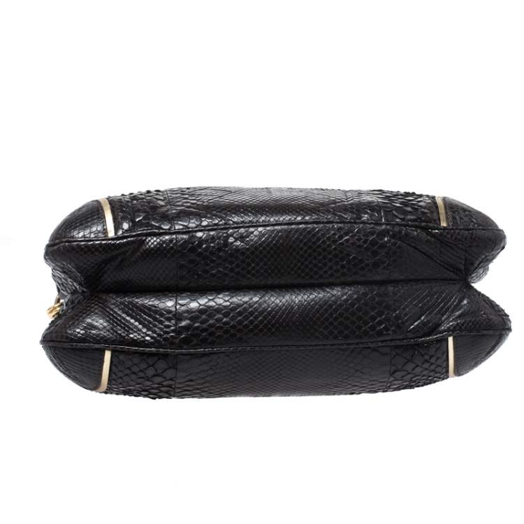 Pre Owned Anya Hindmarch Dark Brown Python Leather Shoulder Bag