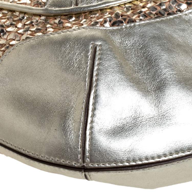 Pre Owned Anya Hindmarch Metallic Gold Woven Leather Jethro Hobo