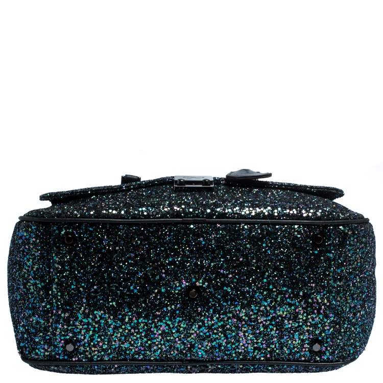 Pre Owned Anya Hindmarch Dark Blue Glitter Carker Boston Bag