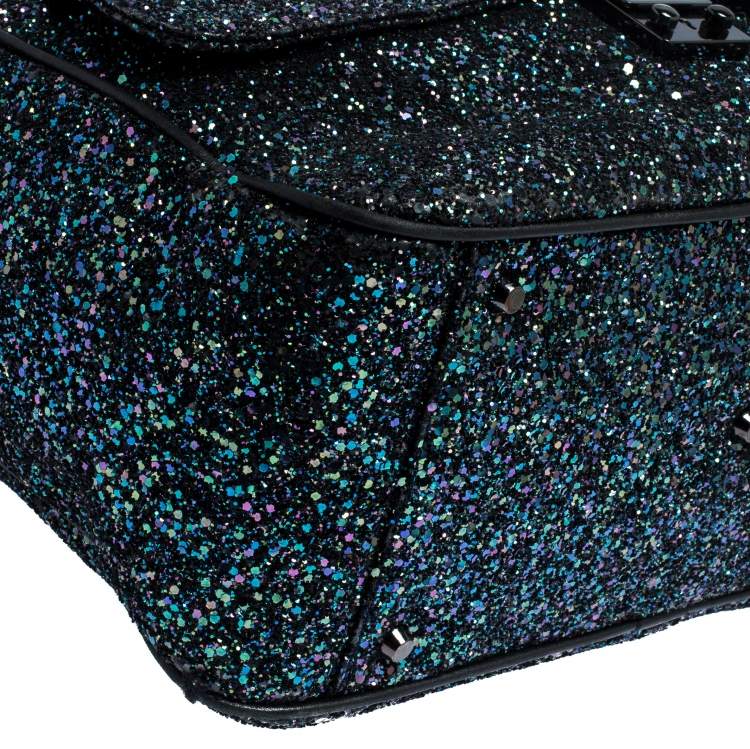 Pre Owned Anya Hindmarch Dark Blue Glitter Carker Boston Bag