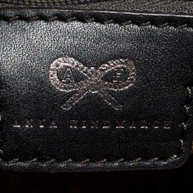 Pre Owned Anya Hindmarch Dark Blue Glitter Carker Boston Bag