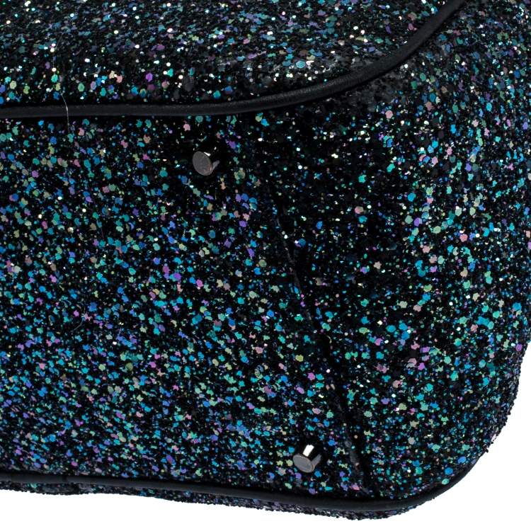 Pre Owned Anya Hindmarch Dark Blue Glitter Carker Boston Bag