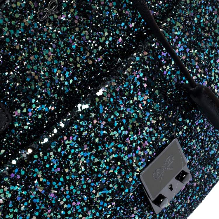 Pre Owned Anya Hindmarch Dark Blue Glitter Carker Boston Bag