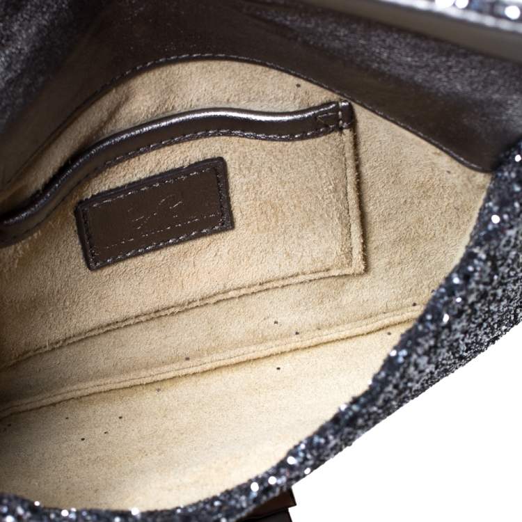Pre Owned Anya Hindmarch Silver Glitter Valorie Clutch