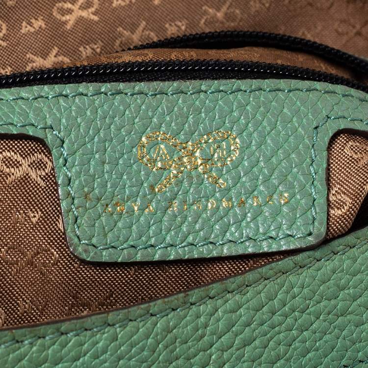 Pre Owned Anya Hindmarch Green Leather Zip Crossbody Bag