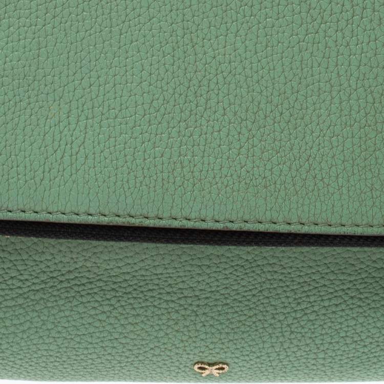 Pre Owned Anya Hindmarch Green Leather Zip Crossbody Bag