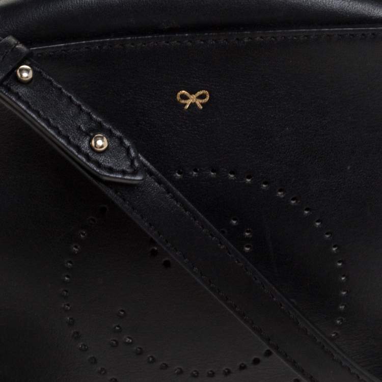 Pre Owned Anya Hindmarch Black Leather Smiley Crossbody Bag