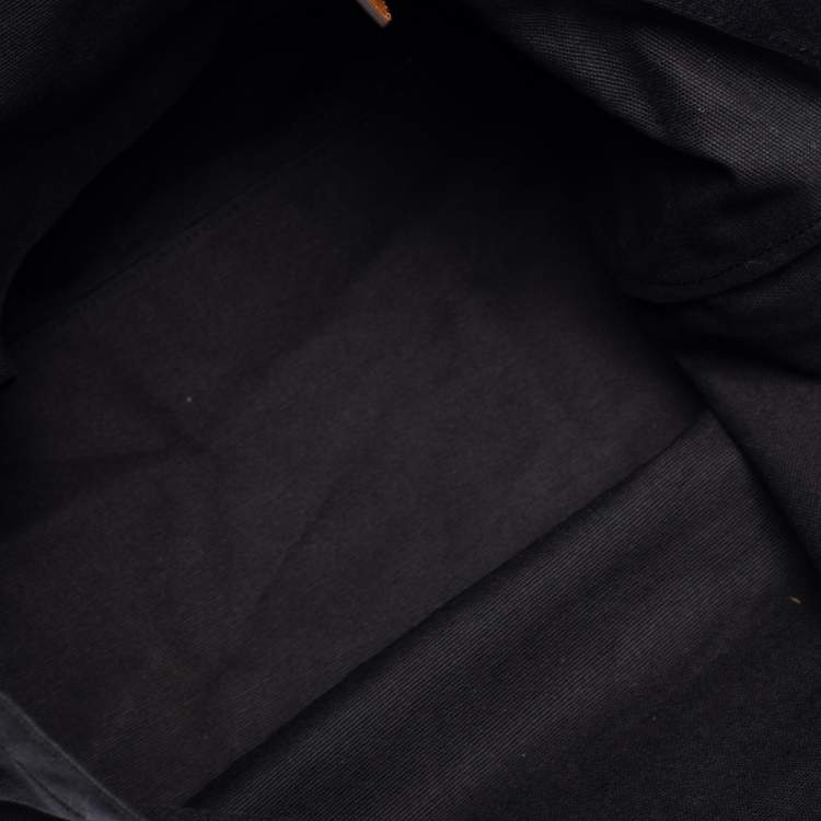 Pre Owned Anya Hindmarch Black/Tan Canvas Dry Cleaning Tote