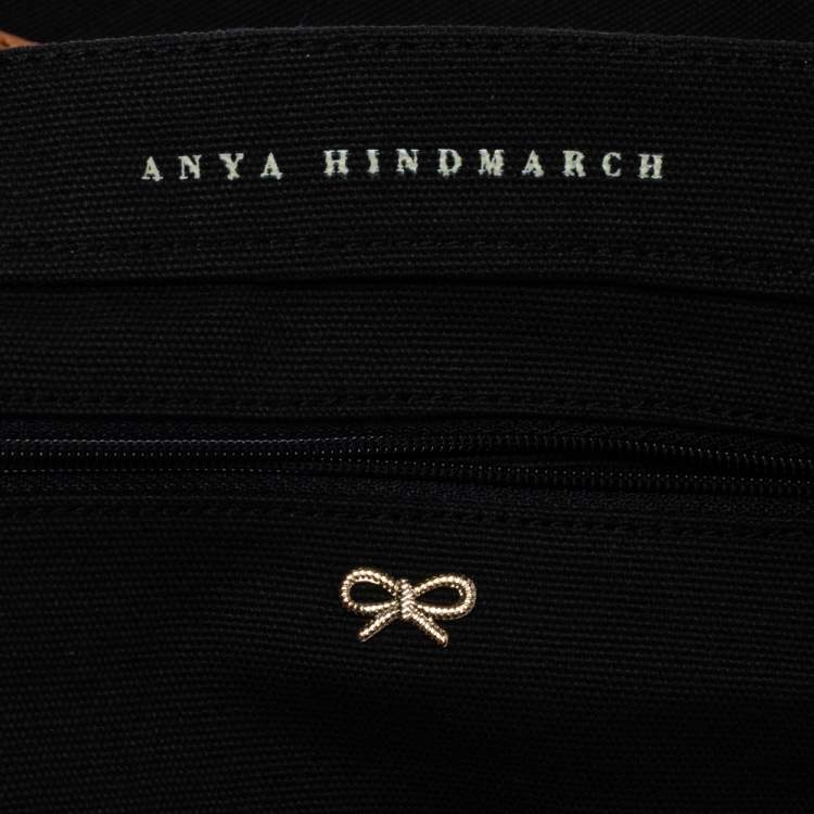 Pre Owned Anya Hindmarch Black/Tan Canvas Dry Cleaning Tote