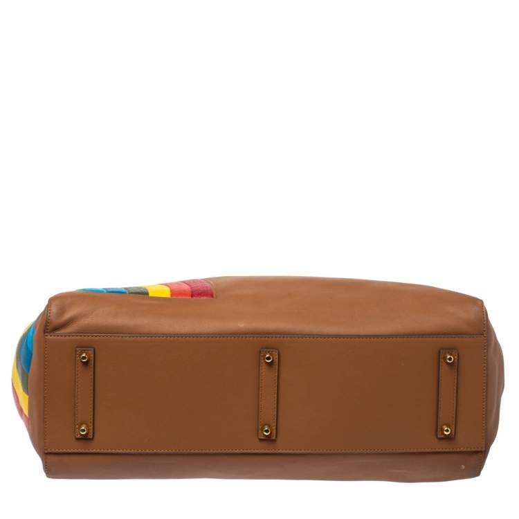 Pre Owned Anya Hindmarch Brown Leather Large Rainbow Featherweight Ebury Tote