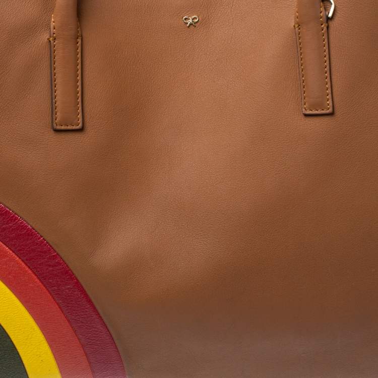 Pre Owned Anya Hindmarch Brown Leather Large Rainbow Featherweight Ebury Tote