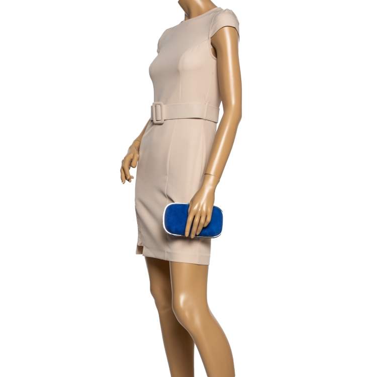 مملوكة مسبقًا Anya Hindmarch Blue Suede Marano Clutch