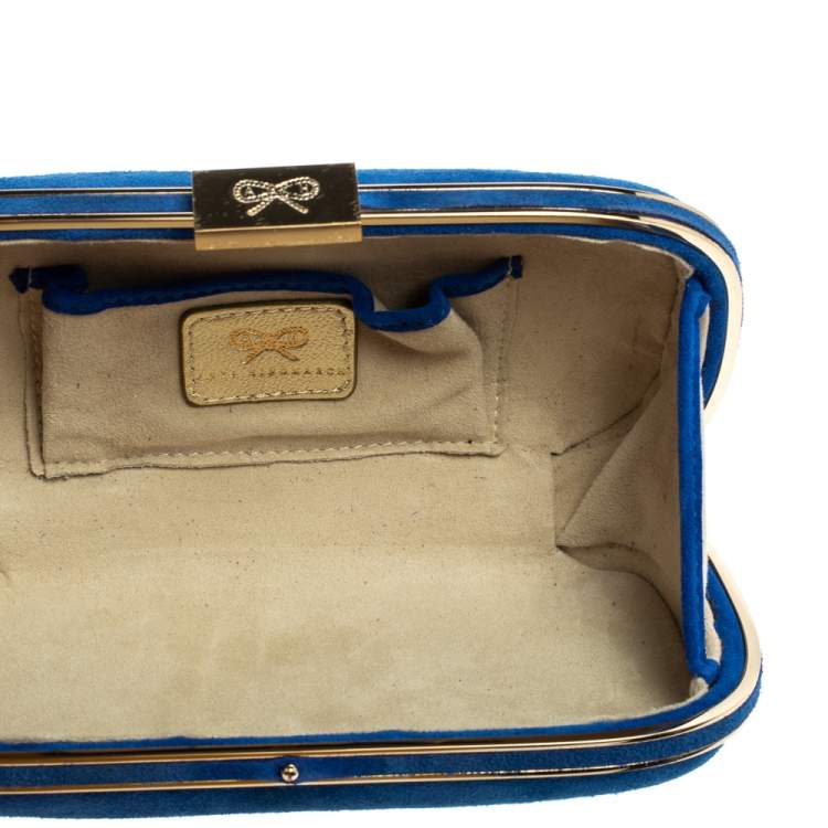 مملوكة مسبقًا Anya Hindmarch Blue Suede Marano Clutch