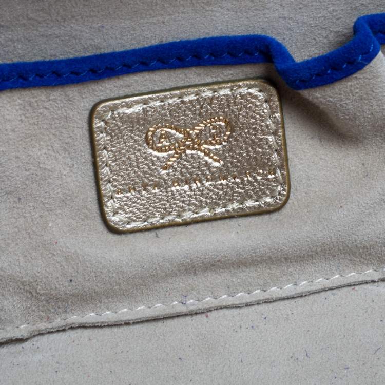 مملوكة مسبقًا Anya Hindmarch Blue Suede Marano Clutch