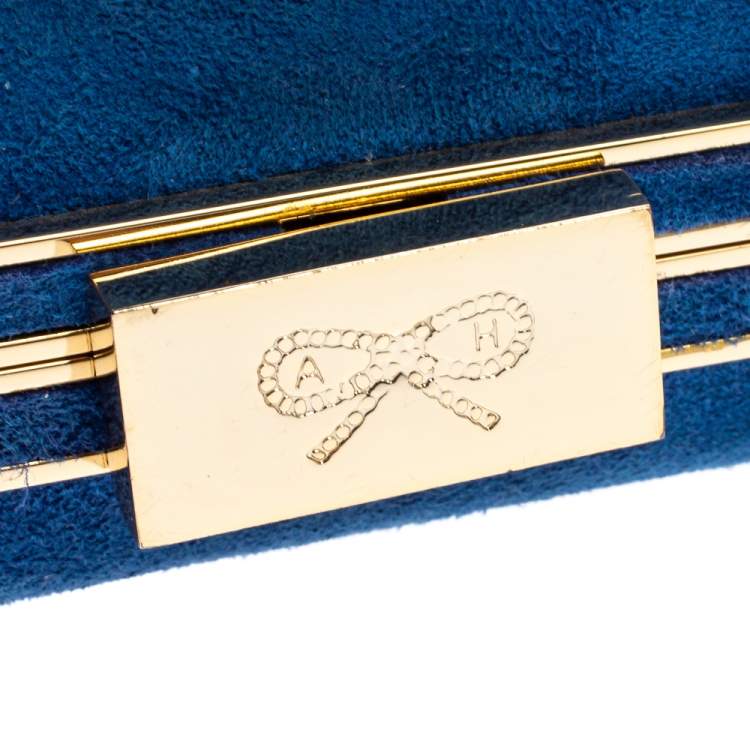 مملوكة مسبقًا Anya Hindmarch Blue Suede Marano Clutch
