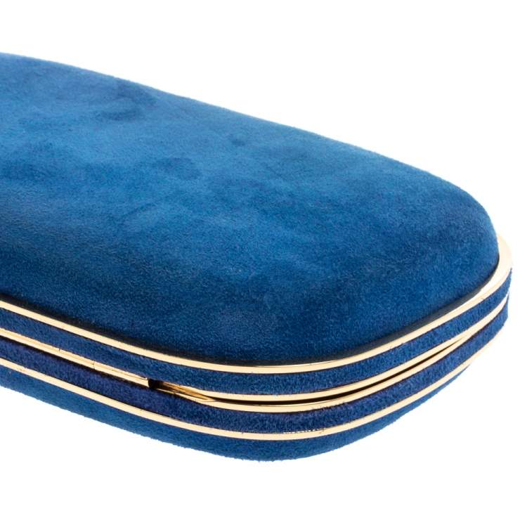 مملوكة مسبقًا Anya Hindmarch Blue Suede Marano Clutch