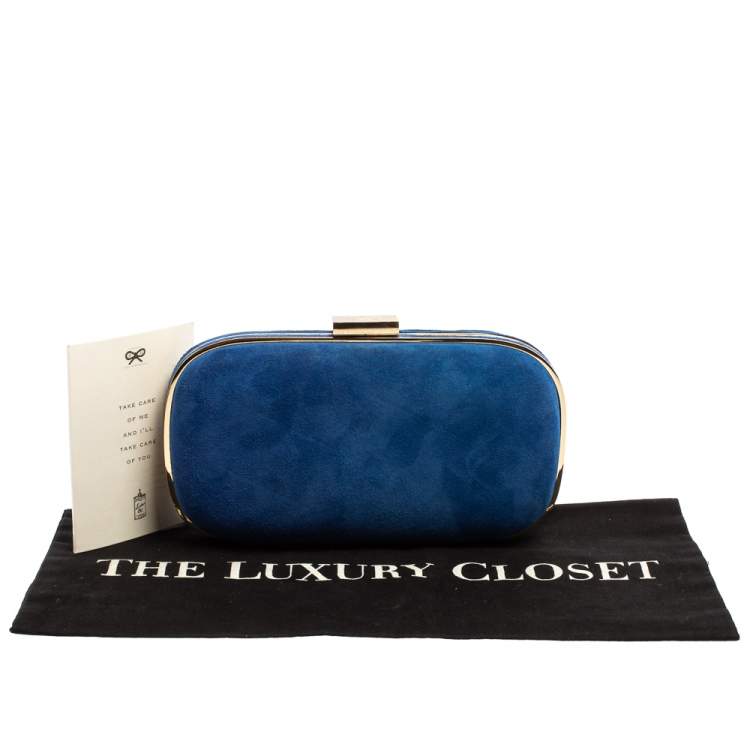 مملوكة مسبقًا Anya Hindmarch Blue Suede Marano Clutch