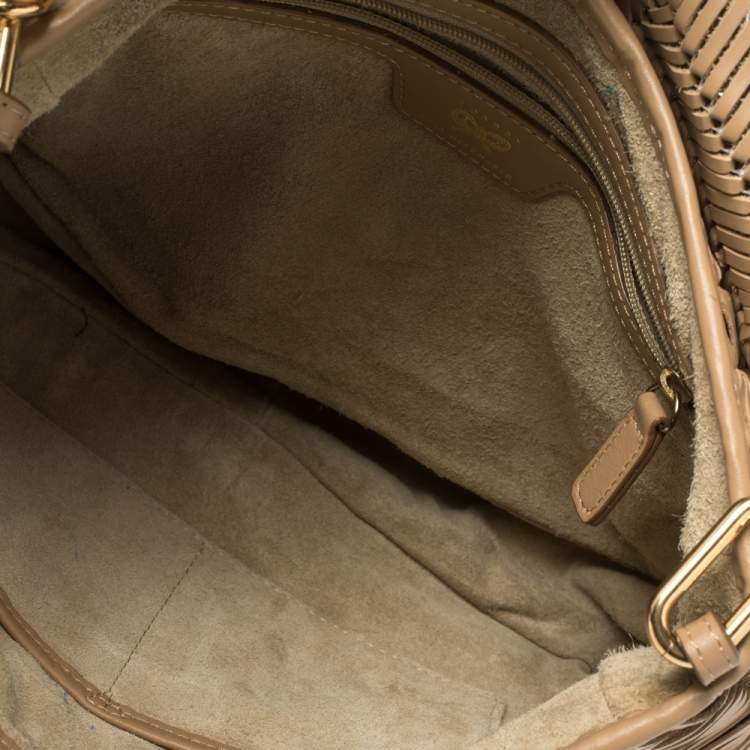 Pre Owned Anya Hindmarch Beige Woven Leather Shoulder Bag