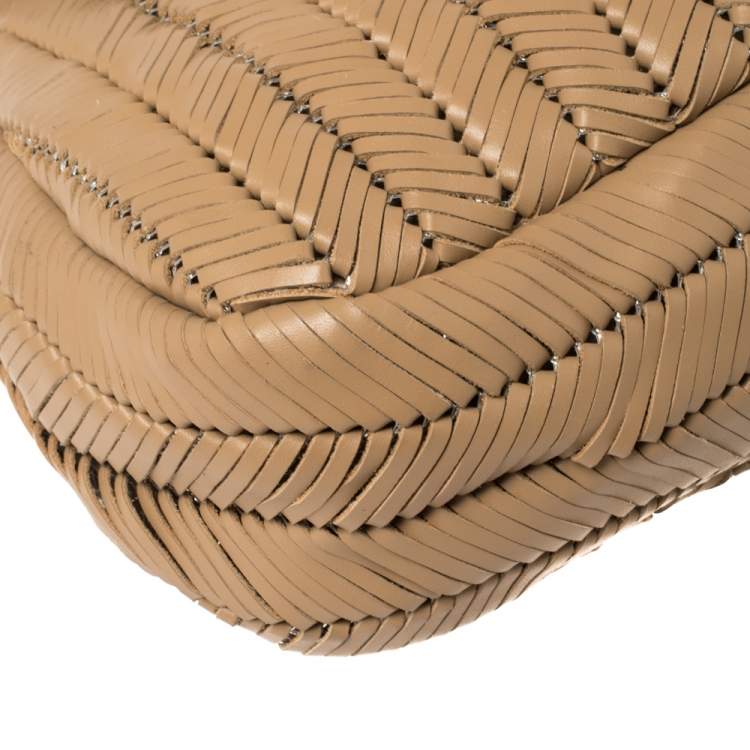Pre Owned Anya Hindmarch Beige Woven Leather Shoulder Bag