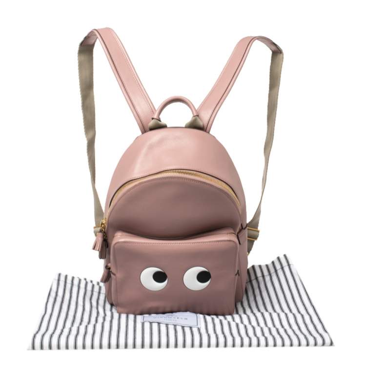 Pre Owned Anya Hindmarch Pink Leather Eyes Backpack 