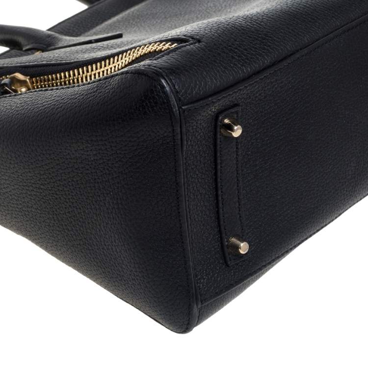 Pre Owned Anya Hindmarch Black Leather Front Zipper Pocket Satchel