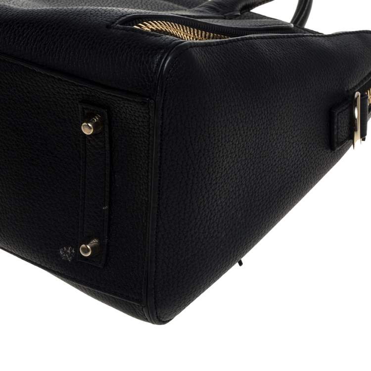 Pre Owned Anya Hindmarch Black Leather Front Zipper Pocket Satchel