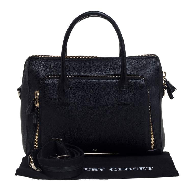 Pre Owned Anya Hindmarch Black Leather Front Zipper Pocket Satchel