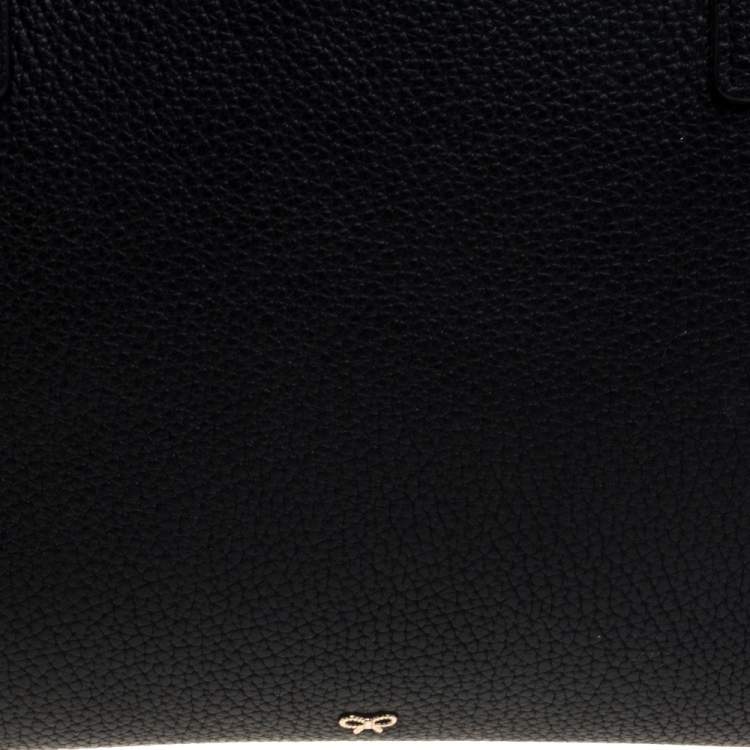 Pre Owned Anya Hindmarch Black Leather Front Zipper Pocket Satchel