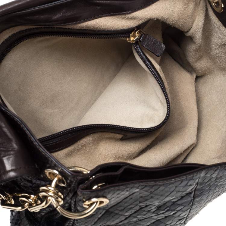 Pre Owned Anya Hindmarch Dark Brown Python Leather Shoulder Bag