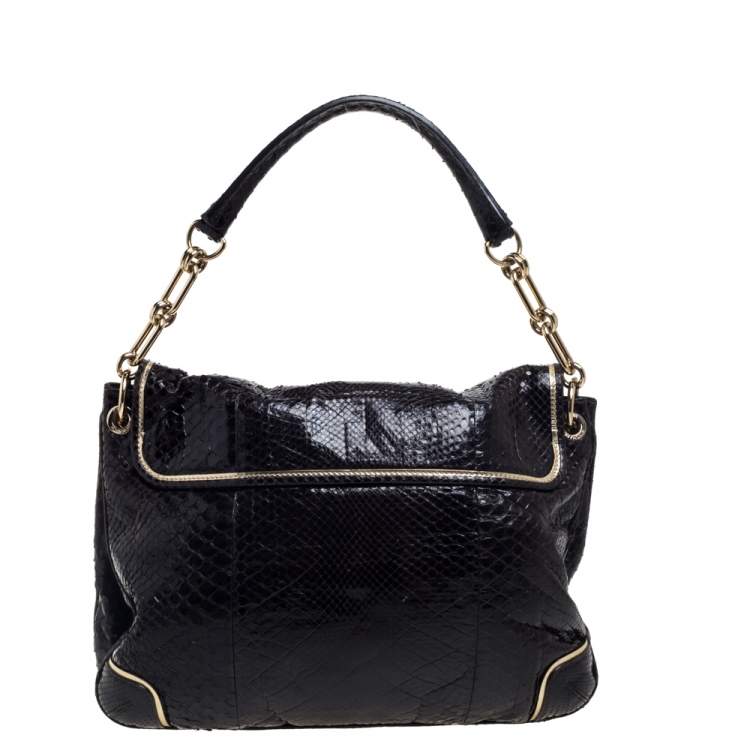 Pre Owned Anya Hindmarch Dark Brown Python Leather Shoulder Bag