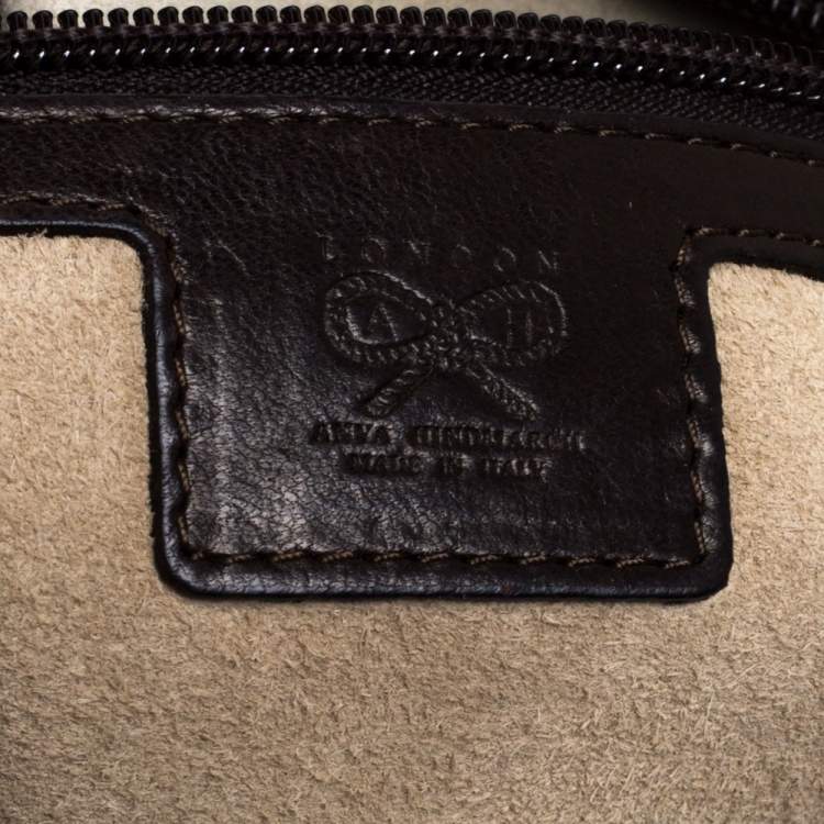 Pre Owned Anya Hindmarch Dark Brown Python Leather Shoulder Bag