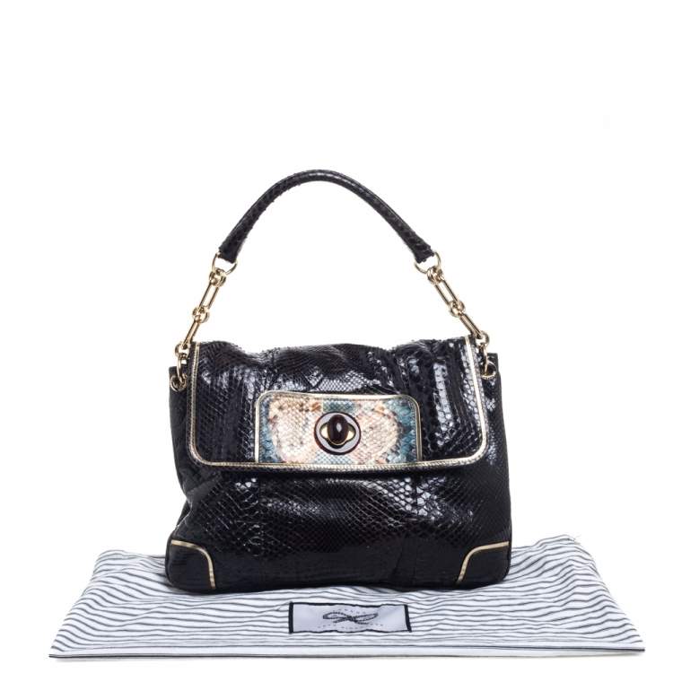 Pre Owned Anya Hindmarch Dark Brown Python Leather Shoulder Bag