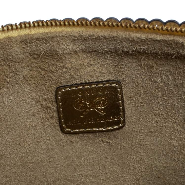 Pre Owned Anya Hindmarch Metallic Gold Scalloped Leather Pouch