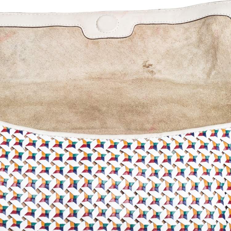 Pre Owned Anya Hindmarch Multicolor Woven Leather Flap Clutch